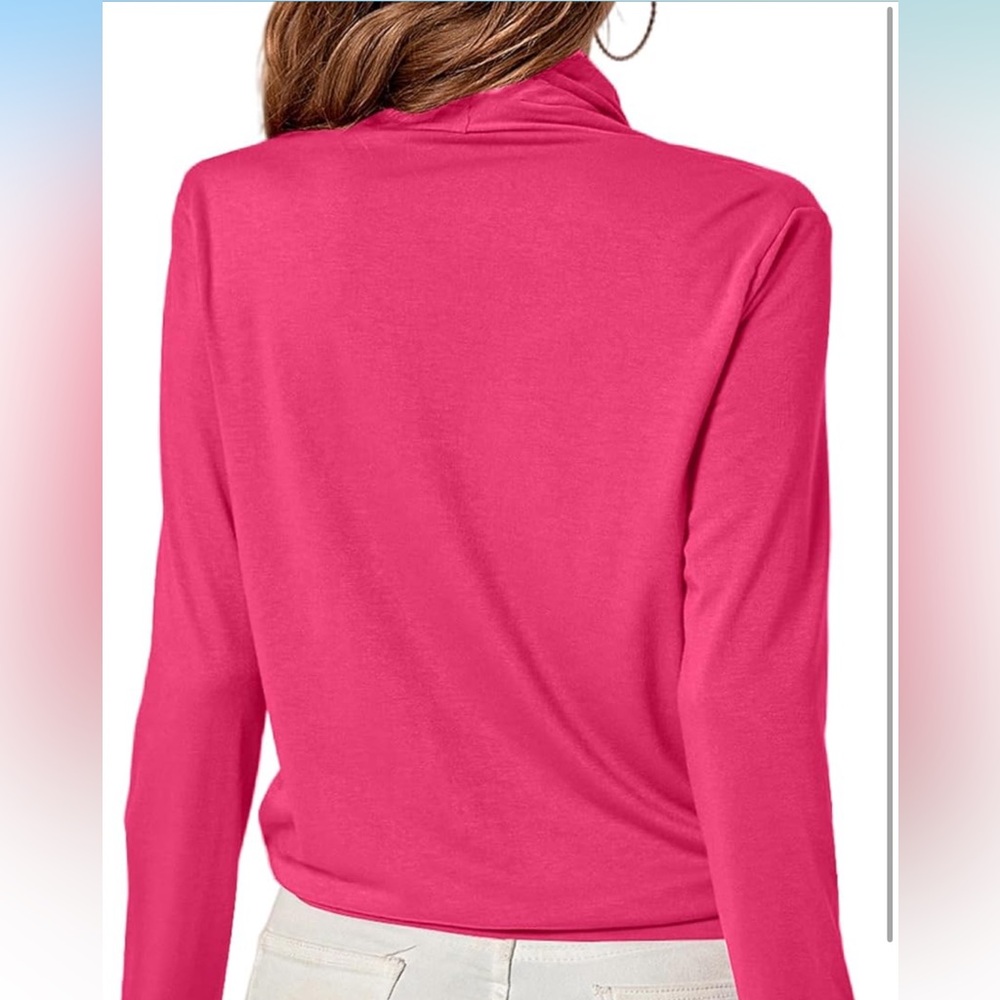 NWOT Pink Drape Surplice Blouse - Picture 3 of 6